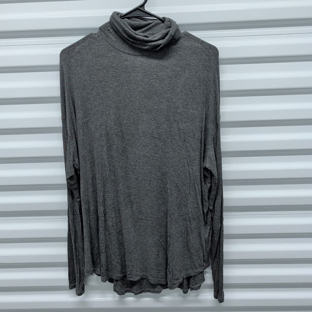 Majestic Filatures Size 4 Womens Gray Turtleneck Deluxe Teeshirt Viscose Stretch